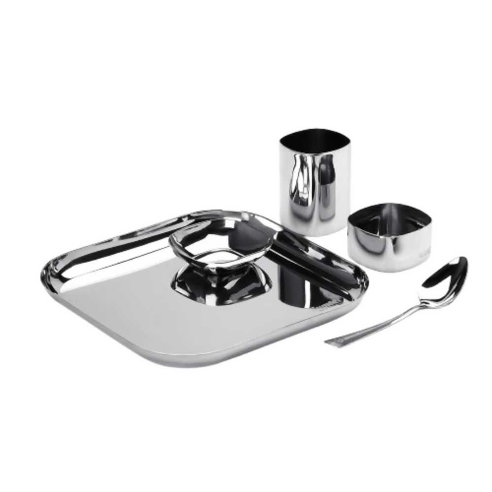Sumeet Square Stainless Steel Heavy Gauge Mirror Finish Dinner Set | Grocsy