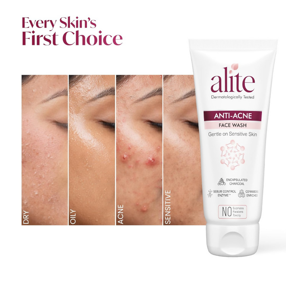 Alite Anti-Acne 5-in-1 Face Wash - Encapsulated Charcoal, Sebum Control Enzyme & Ceramides | Grocsy