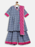 Ahalyaa Multi Crepe Printed Kids Kurta Sharara Set With Dupatta For Girls | Grocsy