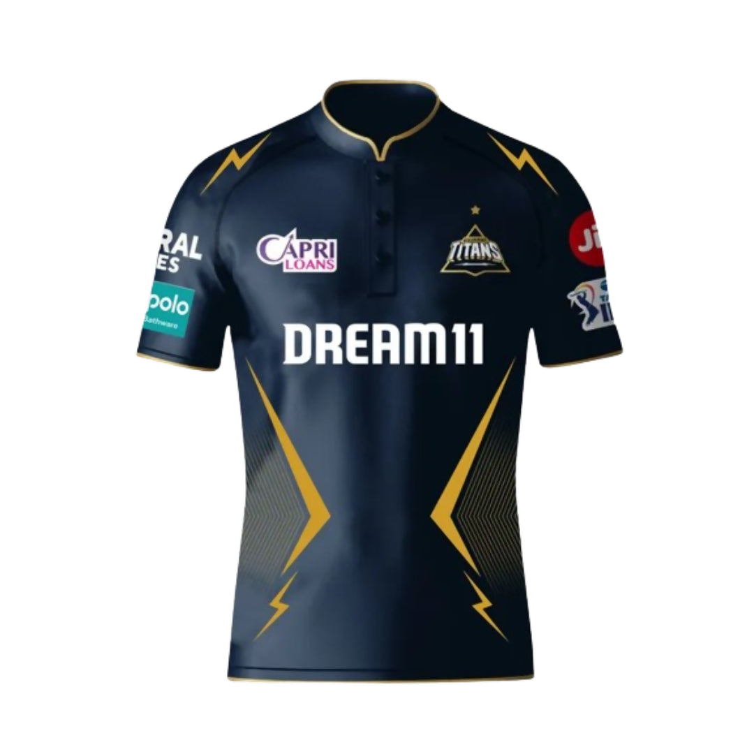 Gujarat Titans Men's Navy Blue And Gold Half Sleeves Jersey IPL, T20 | Grocsy