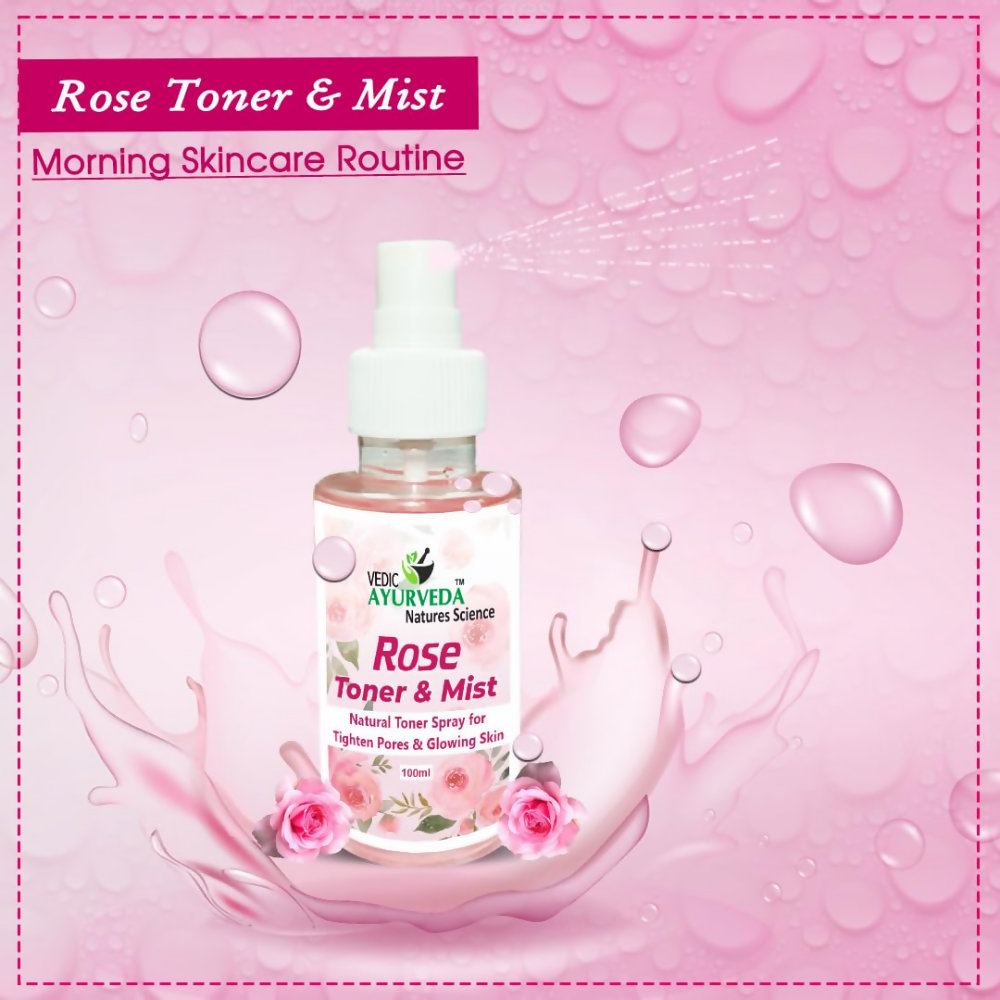 VedicAyurveda Rose Toner & Mist Steam Distilled Rose Water | Grocsy