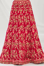 Red Velvet Semi-Stitched Wedding Bridal Lehenga - Nimaya | Grocsy