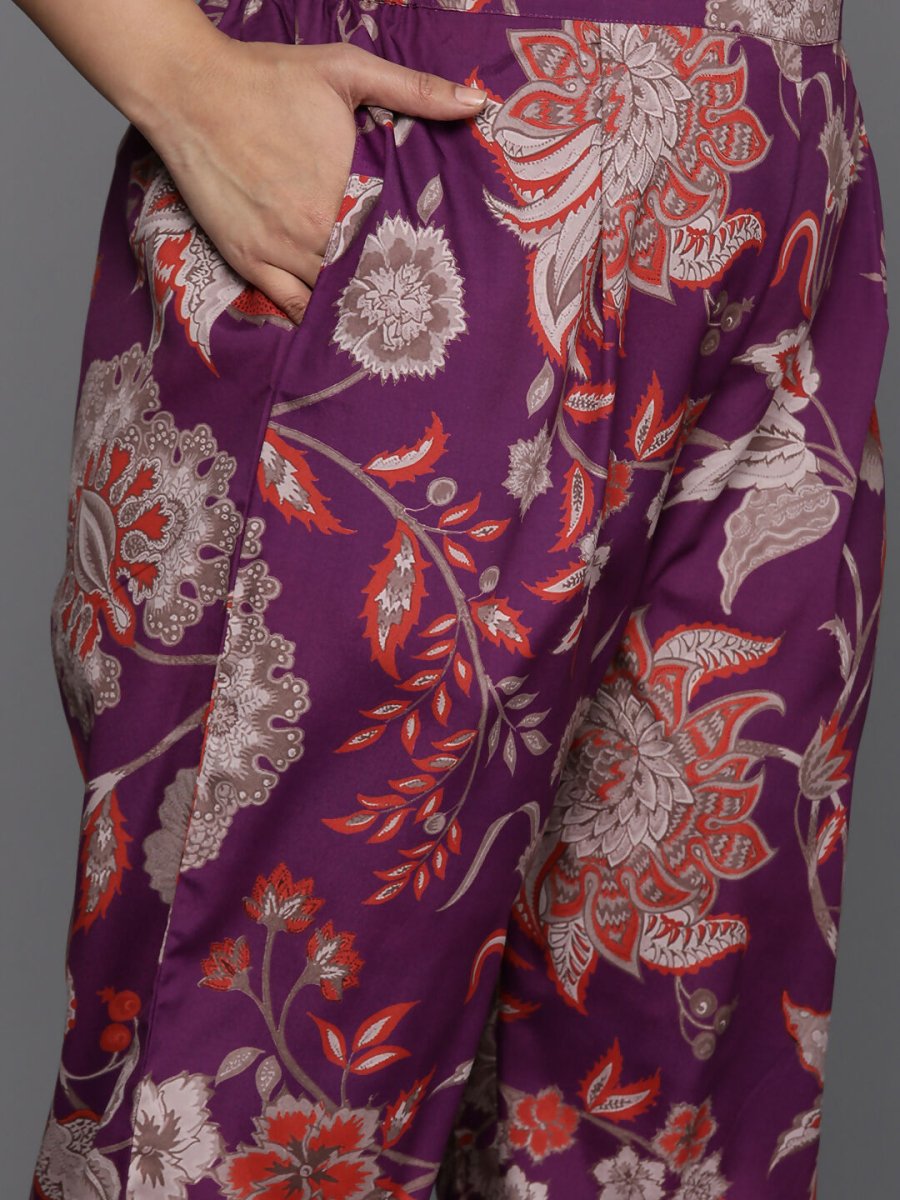 Ahalyaa Women's Traditional wear Kurta Set - Purple | Grocsy