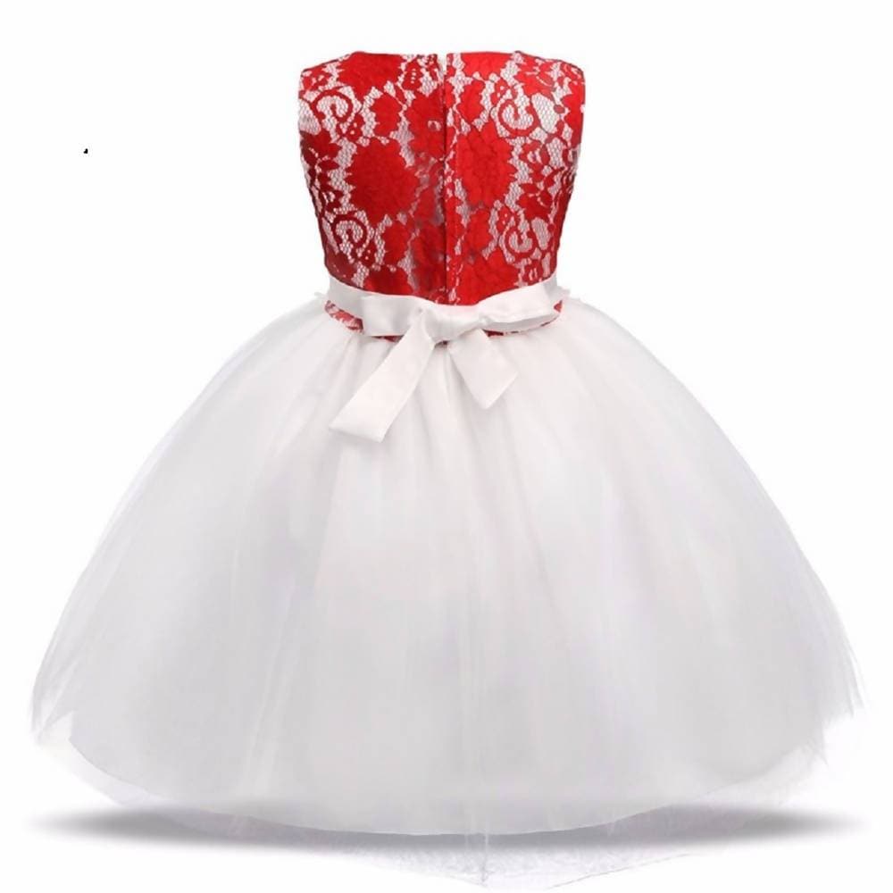 Asmaani Baby Girl White and Red  Maxi Full Length Frock (AS-DRESS-22051) | Grocsy