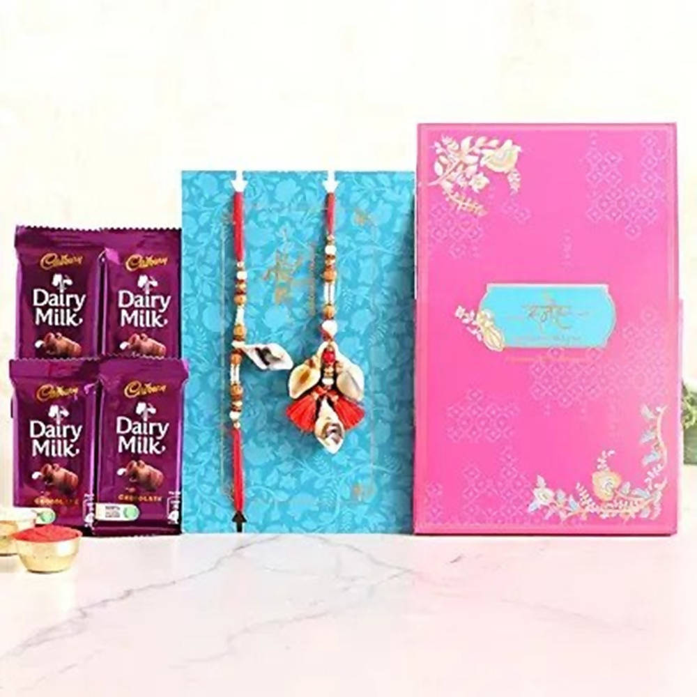 Shell Lumba Rakhi Set & Dairy Milk Chocolates | Grocsy