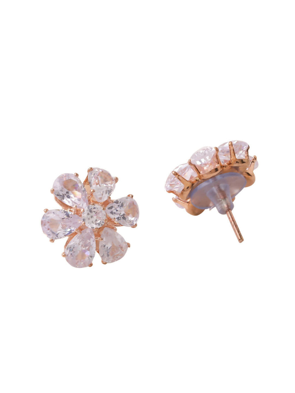 NVR Women Golden Cz Studded Studs Earrings | Grocsy