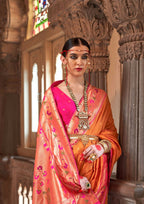 Orange Soft V.P. Silk Magnum Finish, Weaving, Golden Zari Paithani Silk Saree - Rath Kadampalli | Grocsy