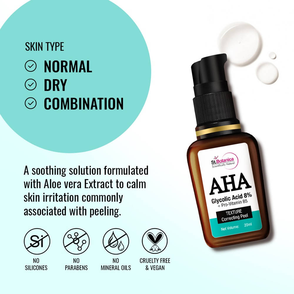St.Botanica AHA Glycolic Acid 8% + Pro-Vitamin B5 Texture Correcting Peel | Grocsy