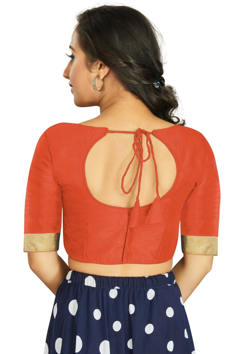 Aastha Fashion Women's Orange Art Silk Designer Traditional Readymade Blouse | Grocsy
