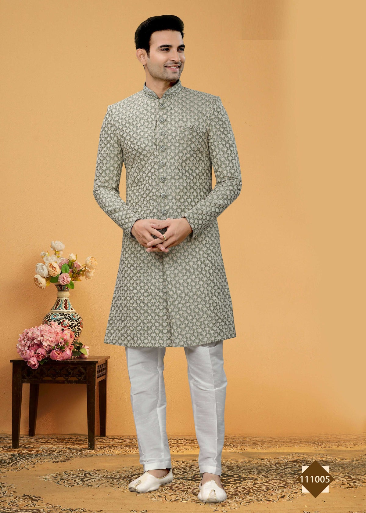 Joban Fashion Men's grey Super 66 Plain Kurta Pyjama set | Grocsy