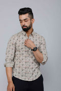 Miravan Men's Beige Comfort Floral Printed Casual Shirt | Grocsy