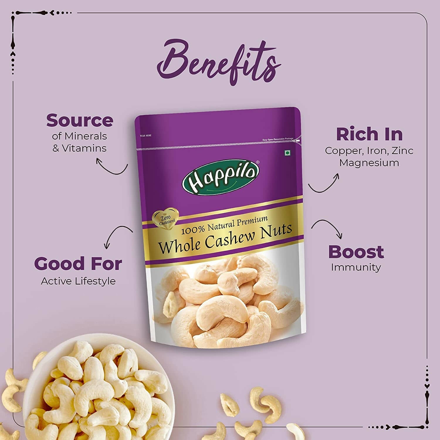 Happilo Premium Dry Fruit Combo (Almond, Cashews, Pistachios & Inshell Walnuts) | Grocsy