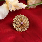 Mominos Fashion Joharkamal Gold-Polished Stone Studded Adjustable Finger Ring - Design 12 | Grocsy