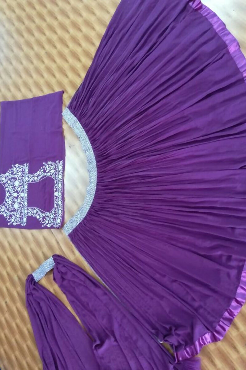 Jyoti Fashion Wine Crush Georgette Designer Lehenga Choli with Dupatta | Grocsy