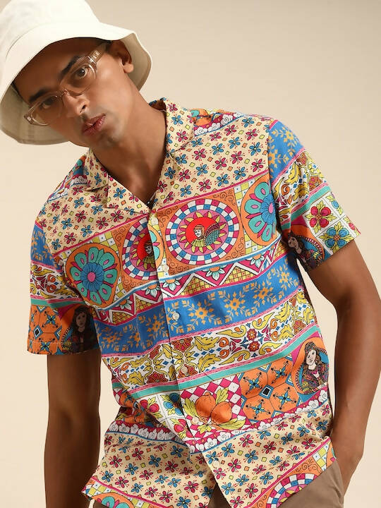 Multicoloured Relaxed Opaque Printed Casual Resort Shirt - Mahotsav | Grocsy