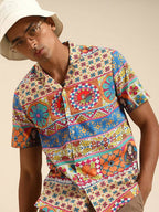 Multicoloured Relaxed Opaque Printed Casual Resort Shirt - Mahotsav | Grocsy