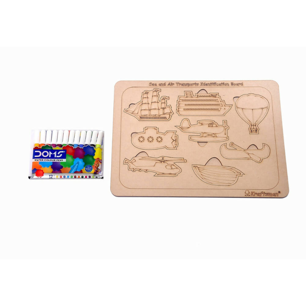 Kraftsman Sea And Air Transport Vehicles Identification Puzzle Board with Color Kit included | Grocsy
