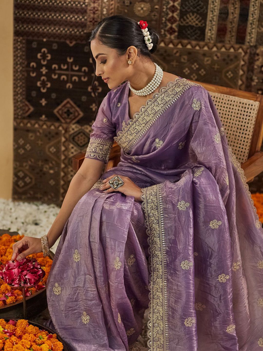 kasee Embellished Zardozi Silk Blend Saree | Grocsy