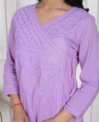 Miravan Womens Lavender Angrakha Kurta Set | Grocsy