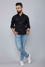 Miravan Men's Black Pure Cotton Floral Print Casual Shirt | Grocsy
