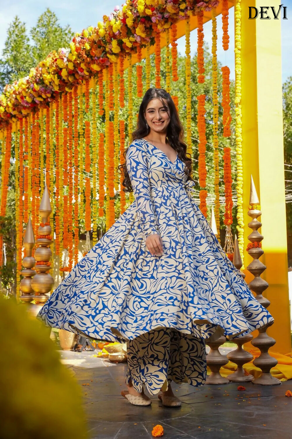 Aayaa Designer Printed Full Flared Suit | Grocsy