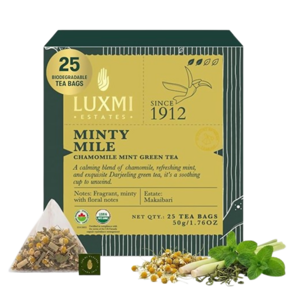Luxmi Estates Minty Mile Chamomile Mint Green Tea | Grocsy