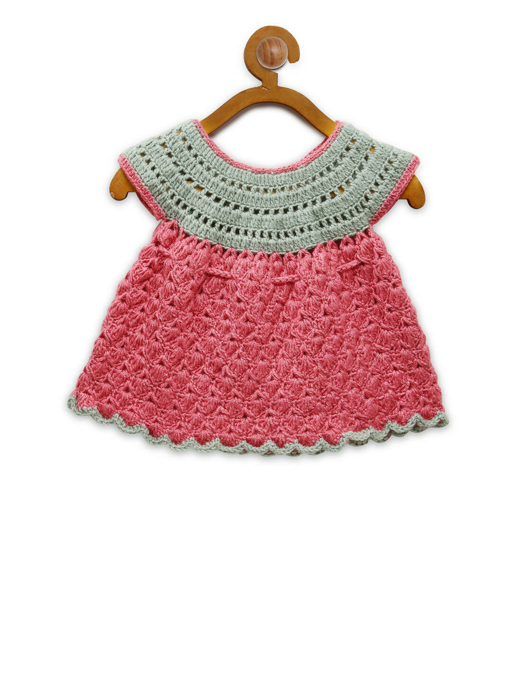 Chutput Kids Pink Coloured Mermaid Design Solid Wool Frock | Grocsy