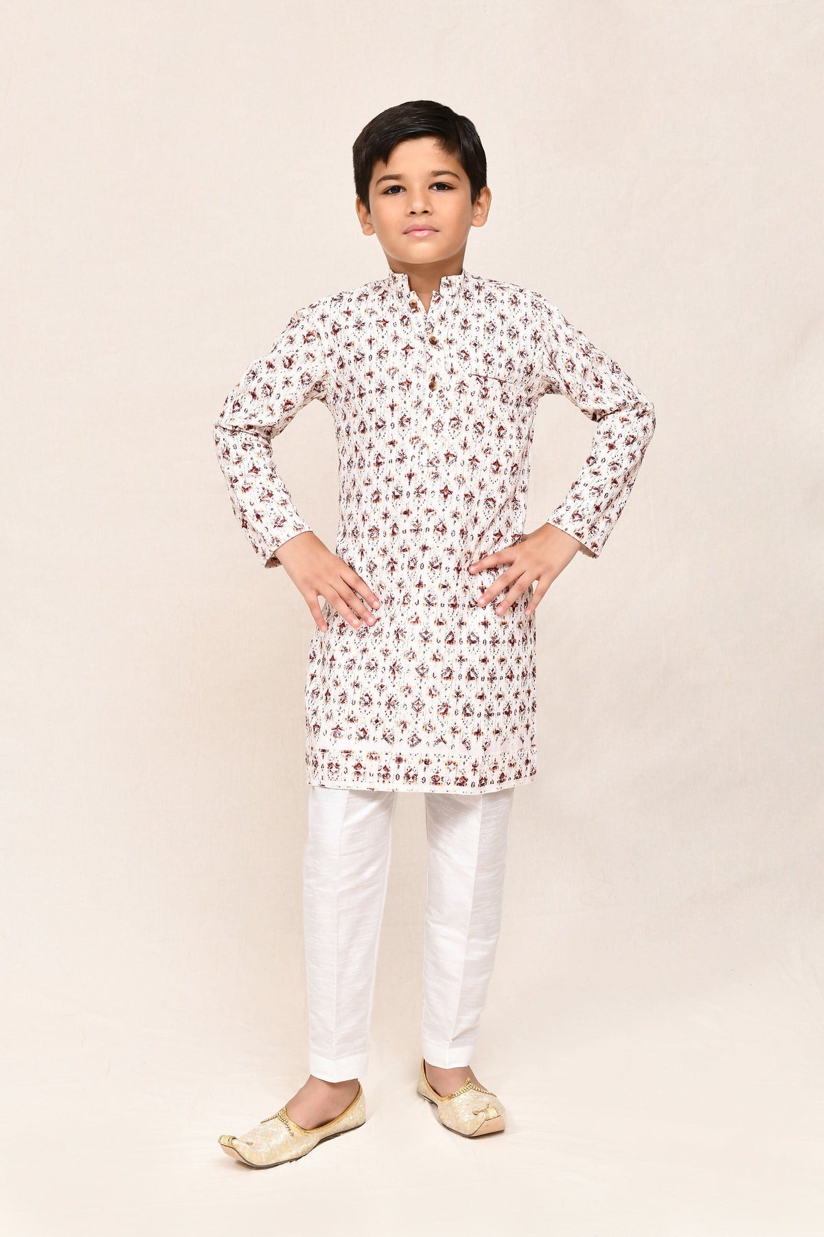 Joban Fashion Cotton Cream Kurta With Straight Fit Pant | Grocsy