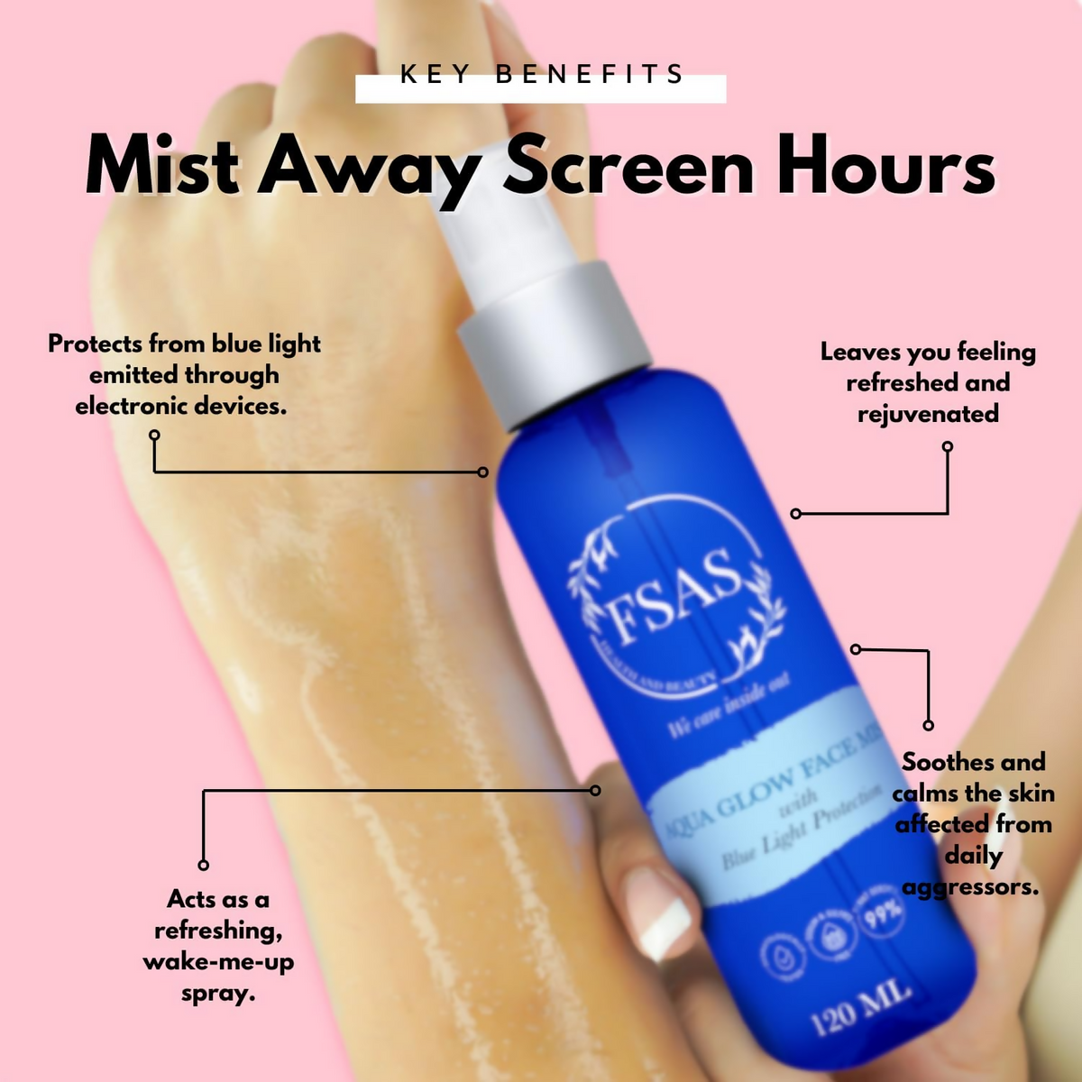 FSAS Health and Beauty Face Combo of Face Hydrator + Aqua Face Mist with Blue Light | Grocsy