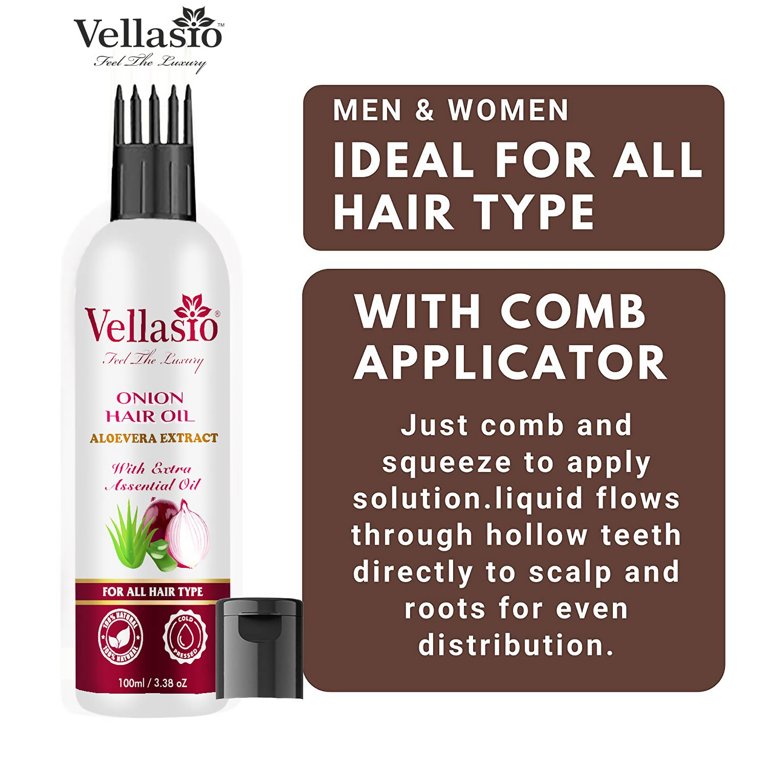 Vellasio Onion Aloevera Hair Oil & Ayurvedic Herbal Extracts | Grocsy