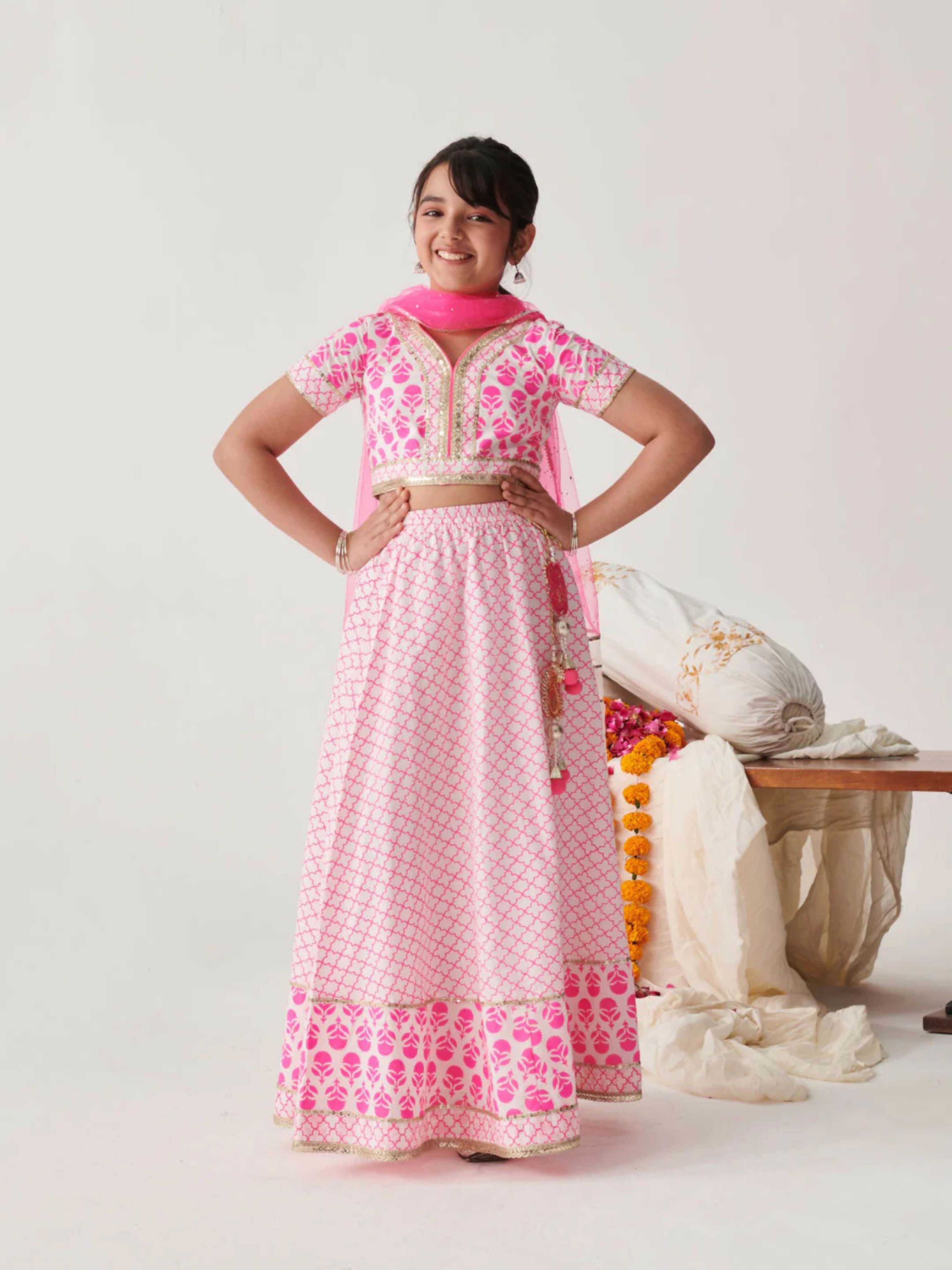 Joban Fashion Girl's Pink Color Lehenga Choli | Grocsy
