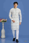 Raivat Ethnic Cotton Embroidery Kurta Pajama In Blue Colour | Grocsy