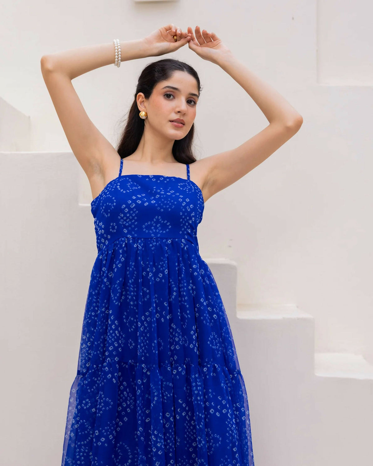 Aayaa Designer crape hand work Multi indo western - Blue | Grocsy