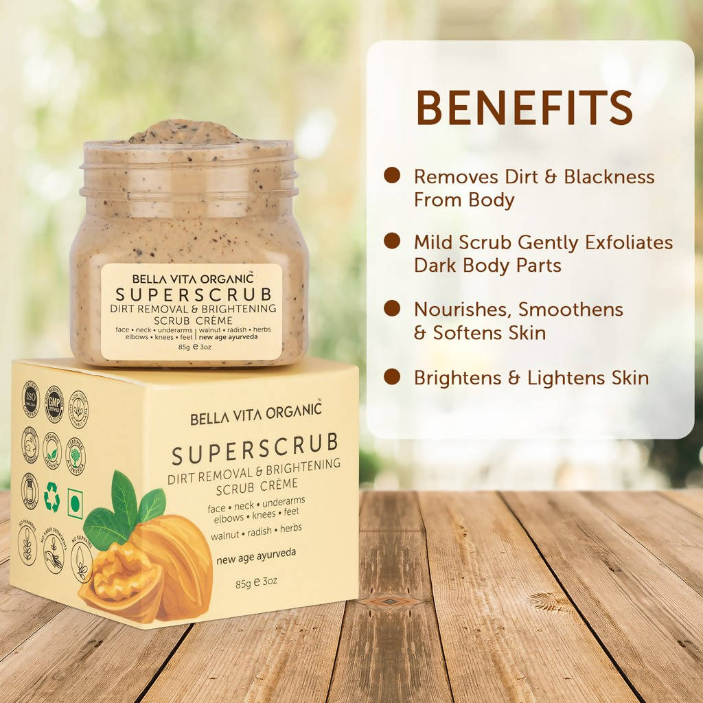 Bella Vita Organic SuperScrub Dirt Removal & Skin Brightening Scrub Creme | Grocsy