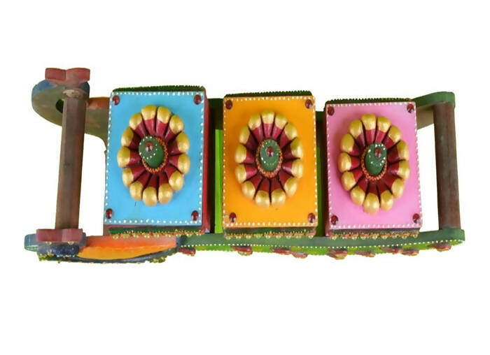 Kundan HandiKrafts Mdf Peacock Dry Fruit 3 Compartment | Grocsy