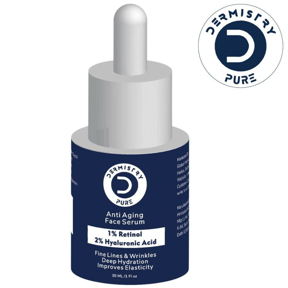 Dermistry Pure 1% Retinol 2% Hyaluronic Acid Anti Aging Moisturizer Face Serum Fine Lines & Wrinkles | Grocsy