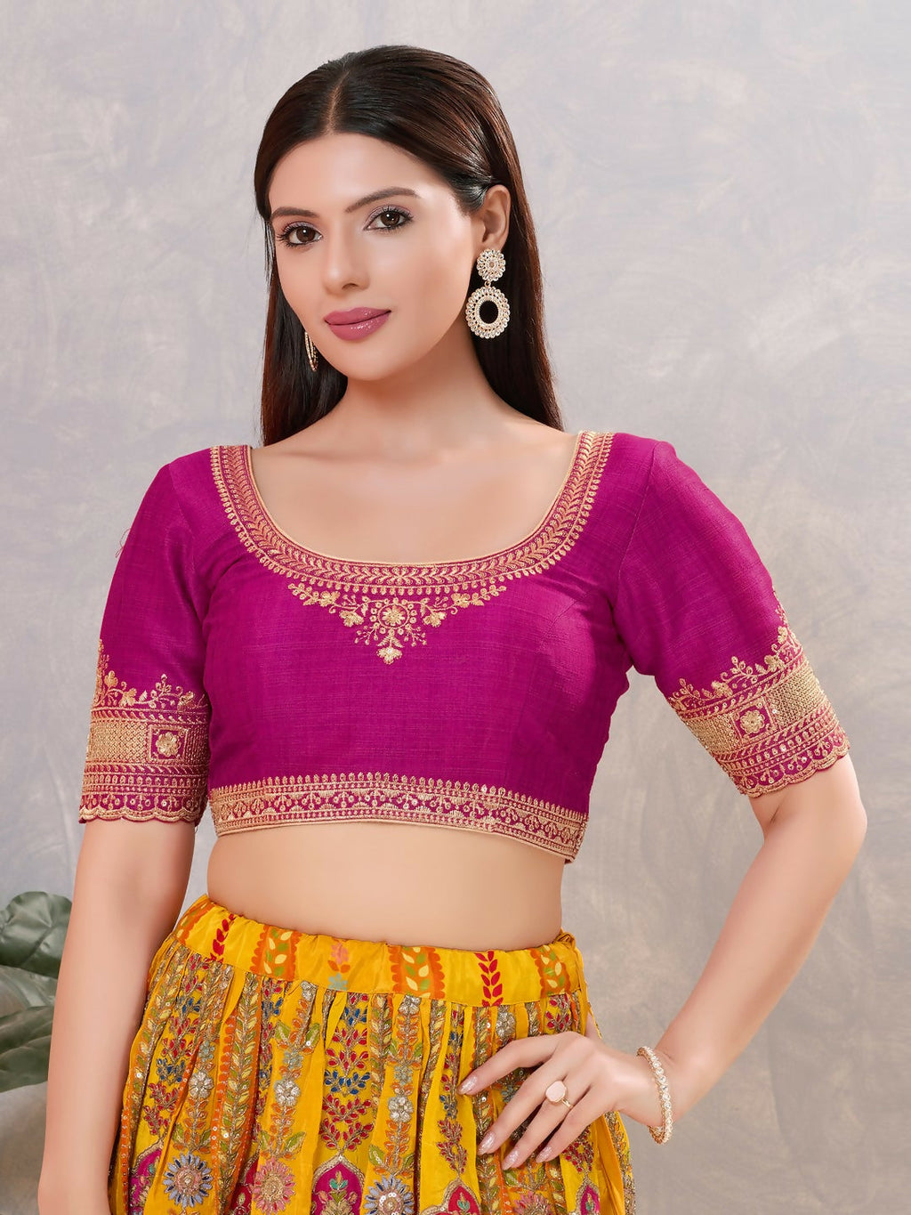 Joban Fashion Women Silk Purple Stitched Blouse | Grocsy
