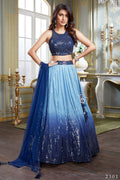 Hazel Wedding Designer Sky With Blue Nylon georgette Readymade Lehenga Choli | Grocsy