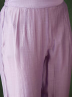 Lavender Crystal Organza schiffli embroidery Kurta With Trouser & Dupatta - Bhumi | Grocsy