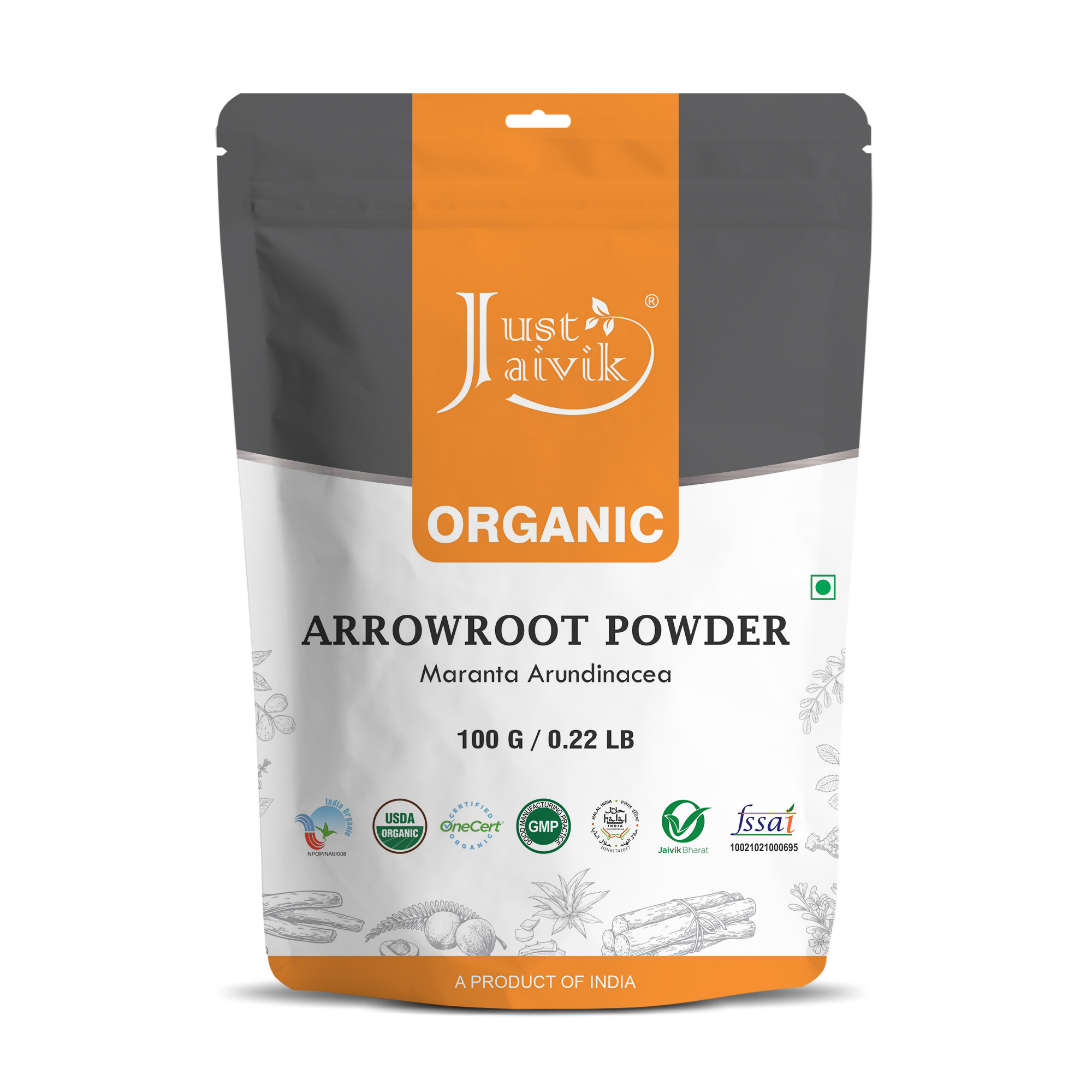 Just Jaivik Organic Arrowroot Powder | Grocsy