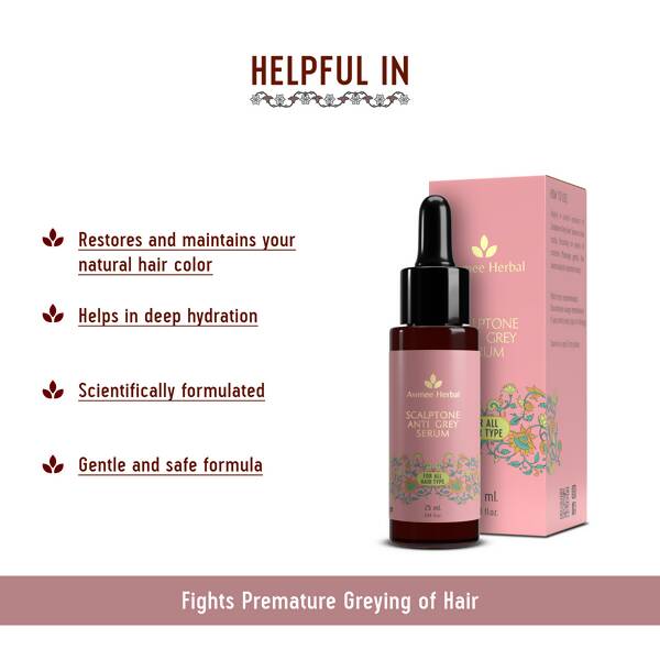 Avimee Herbal Scalptone Grey Hair Serum For Natural Hair Color With Hyaluronic Acid & Caffeine | Grocsy