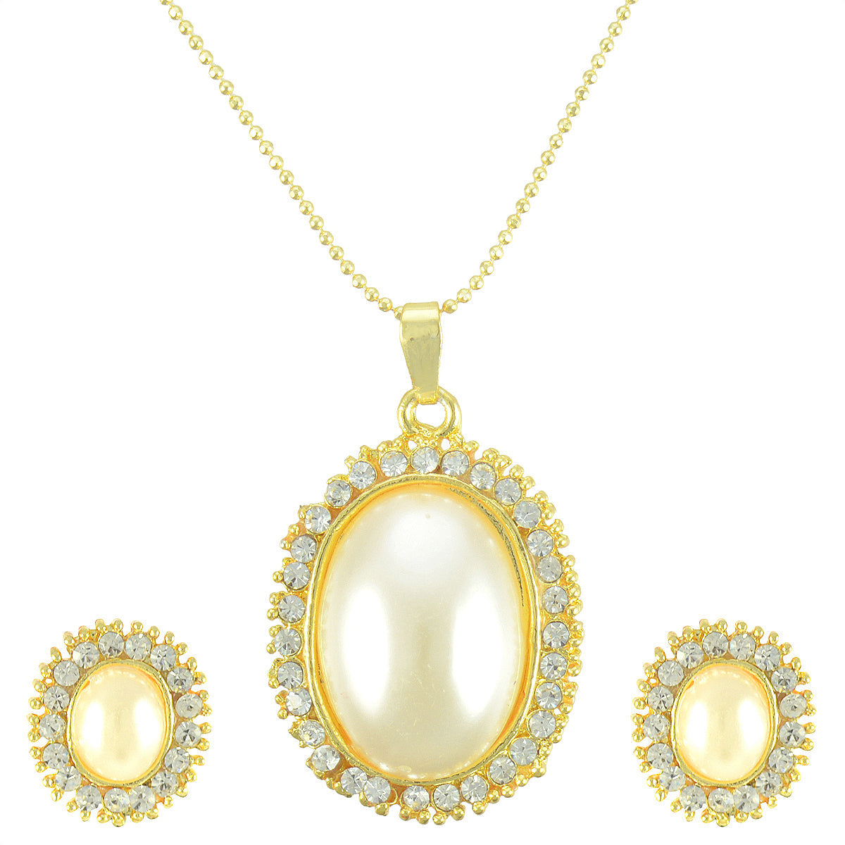 Gold-Polished Alloy Pearl Drop Pendant Set - The Pari | Grocsy