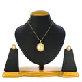 Gold-Polished Alloy Pearl Drop Pendant Set - The Pari | Grocsy