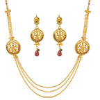 Gold-Polished Alloy Long Layered Goddess Necklace - The Pari | Grocsy