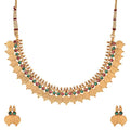 Gold-Polished Alloy Temple Jewellery Coin Sleek Choker Necklace - The Pari | Grocsy