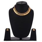 Gold-Polished Alloy Temple Jewellery Coin Sleek Choker Necklace - The Pari | Grocsy