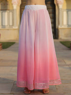 Juniper Women Pink Shantoon Embroidered Kurta, Palazzo and Dupatta Set | Grocsy