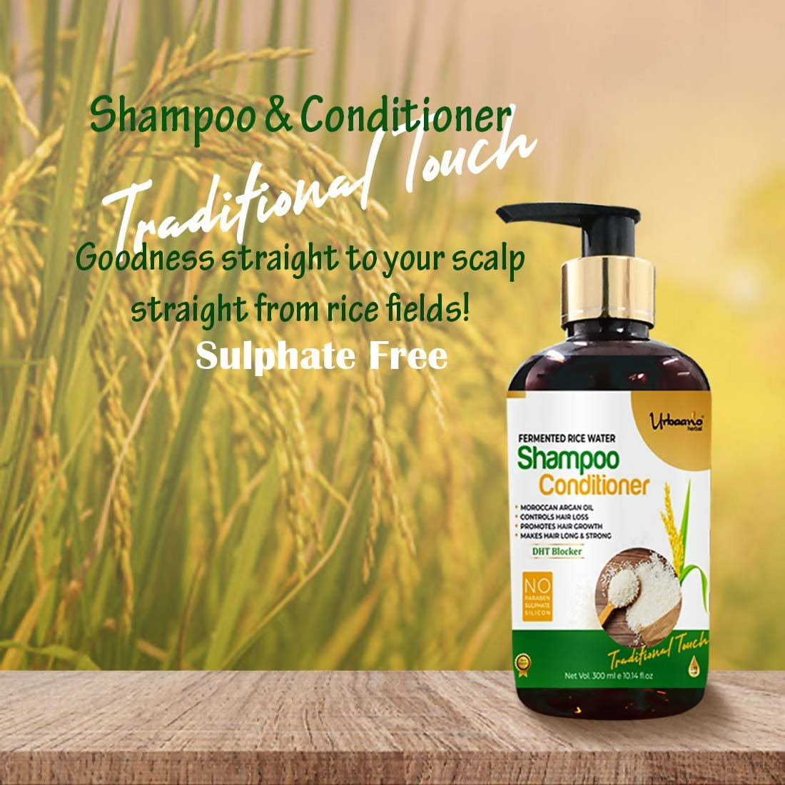 Urbaano Herbal Natural 21 Onion Hair Oil & Fermented Rice Extract Rich Shampoo | Grocsy