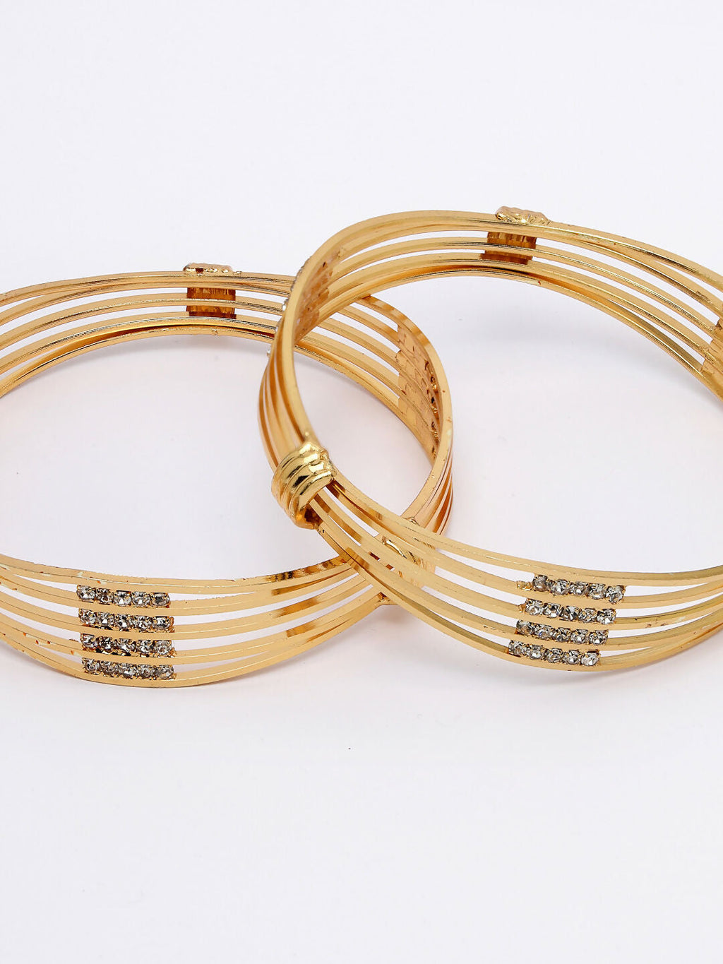 NVR Women Set of 2 Gold-Polished Kundan Studded Bangles