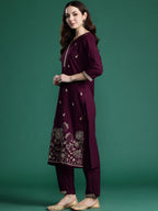 Indo Era Ethnic Motifs Embroidered Sequinned Kurta with Trousers | Grocsy